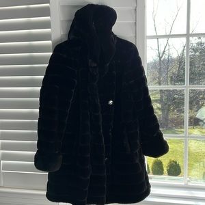 Black faux fur reversible coat